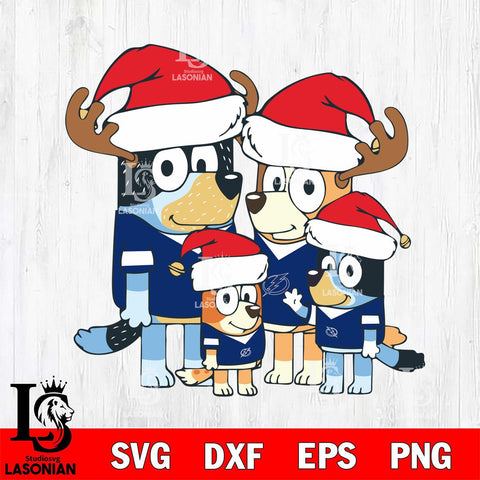 Tampa Bay Lightning Bluey Santa Family Svg Eps Dxf Png File, Digital Download, Instant Download