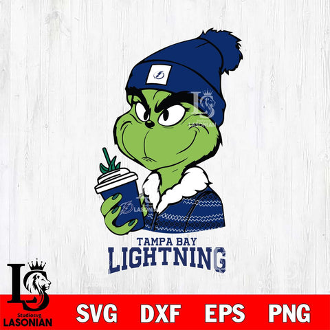 Tampa Bay Lightning Boujee Grinch Christmas Cut Files, Cricut,Christmas Svg Dxf Eps Png file , Digital Download