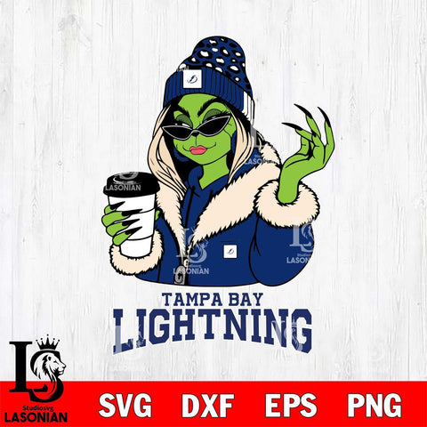 Tampa Bay Lightning Boujee Grinch Girls Christmas Cut Files, Cricut,Christmas Svg Dxf Eps Png file , Digital Download