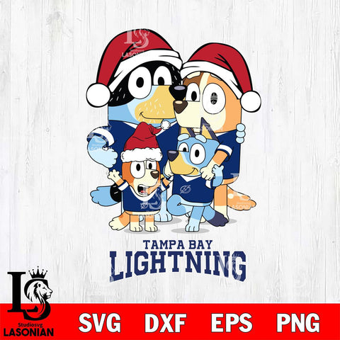 Tampa Bay Lightning Christmas Bluey Family Sport Svg, Christmas Svg , NHL svg , Digital Download, dxf eps png pdf file