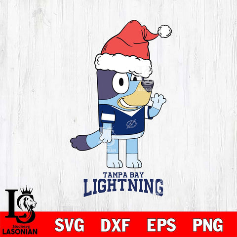 Tampa Bay Lightning Christmas Bluey Say Hi Svg, Christmas Svg , NHL svg , Digital Download, dxf eps png pdf file