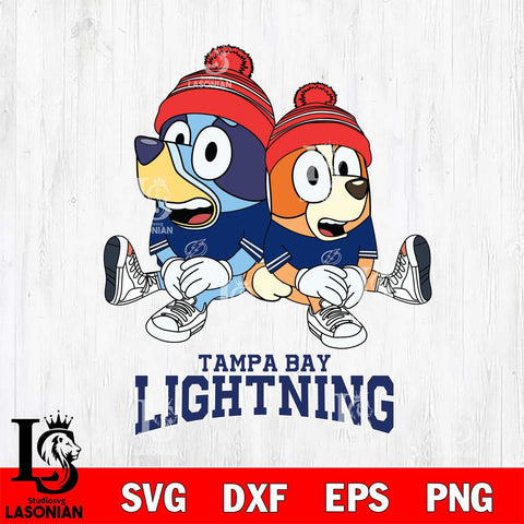 Tampa Bay Lightning Christmas Bluey & Bingo Sit Svg, Christmas Svg , NHL svg , Digital Download, dxf eps png pdf file