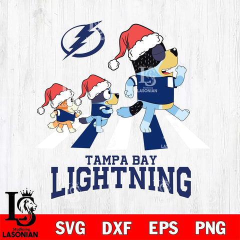 Tampa Bay Lightning Christmas Family Bluey Walking Svg, Christmas Svg , NHL svg , Digital Download, dxf eps png pdf file