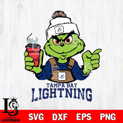 Tampa Bay Lightning Grinch with coffee Svg Eps Dxf Png File, Digital Download, Instant Download