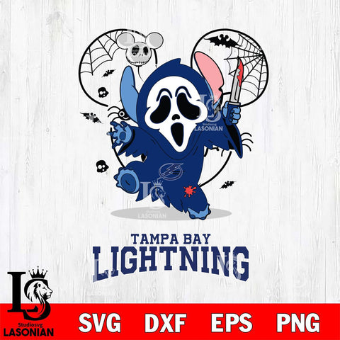 Tampa Bay Lightning Stitch Ghost Face Halloween 2 Svg Eps Dxf Png File, Digital Download, Instant Download