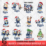 Tampa Bay Rays Bluey Happy Christmas Bundle 12 Svg Eps Dxf Png File, Digital Download