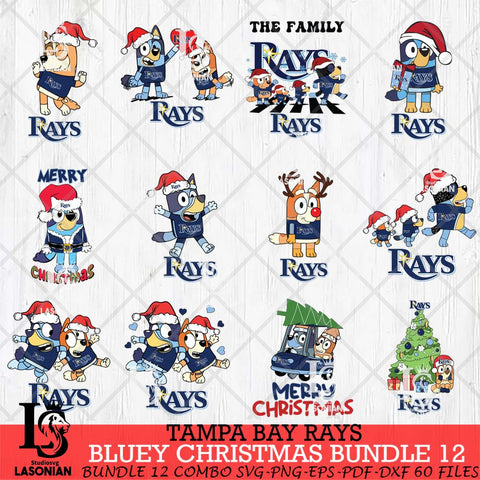 Tampa Bay Rays Bluey Happy Christmas Bundle 12 Svg Eps Dxf Png File, Digital Download