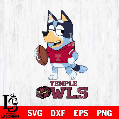 Temple Owls Bluey Football Sport Svg Eps Dxf Png File, Digital Download ,Instant Download, Cricut File