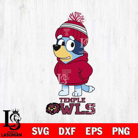 Temple Owls Bluey Hoodie rugby Svg Eps Dxf Png File, Digital Download ,Instant Download, Cricut File