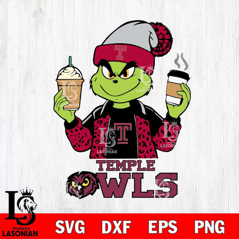 Temple Owls Grinch 2 coffee Svg Eps Dxf Png File, Digital Download, Instant Download