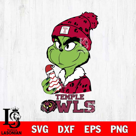 Temple Owls Grinch Tree Cake Svg Eps Dxf Png File, Digital Download, Instant Download