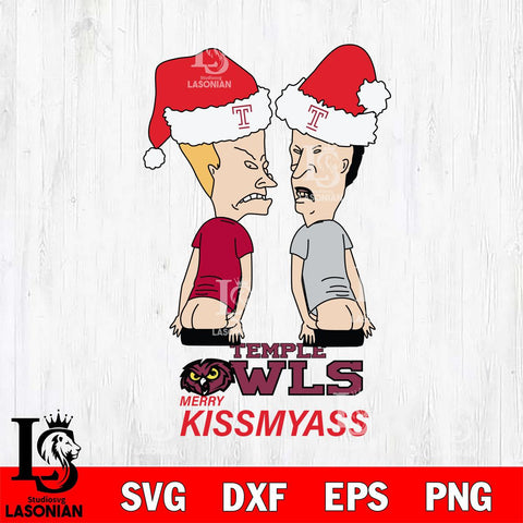 Temple Owls Merry KissMyass Svg Eps Dxf Png File,NCAA Svg Files,Digital Download,Sublimation,Instant Download