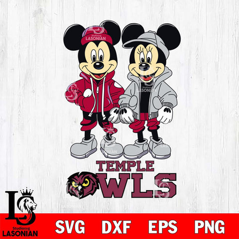 Temple Owls Mickey Minnie Mouse Football Svg Eps Dxf Png File, NCAA svg , File Cut , Digital Download , Instant Download, Cut Svg Files