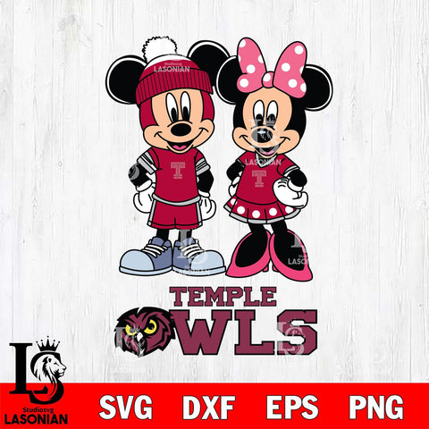 Temple Owls Mickey Minnie Mouse Pink Svg Eps Dxf Png File, NCAA svg , File Cut , Digital Download , Instant Download, Cut Svg Files