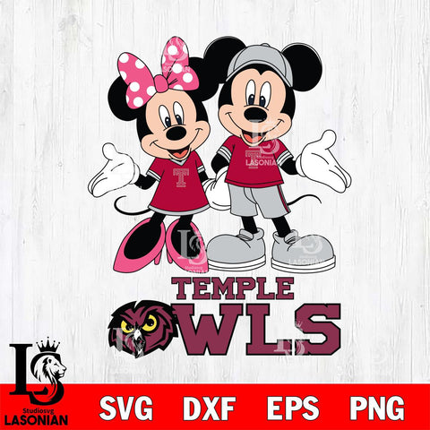 Temple Owls Mickey Minnie Mouse Sport Svg Eps Dxf Png File, NCAA svg , File Cut , Digital Download , Instant Download, Cut Svg Files