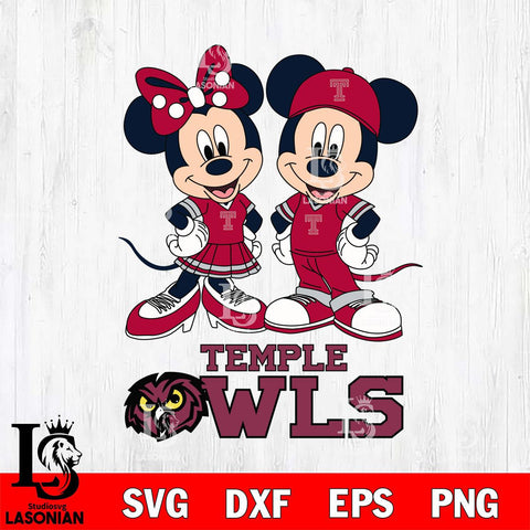 Temple Owls Mickey Minnie Mouse rugby ball Svg Eps Dxf Png File, NCAA svg , File Cut , Digital Download , Instant Download, Cut Svg Files