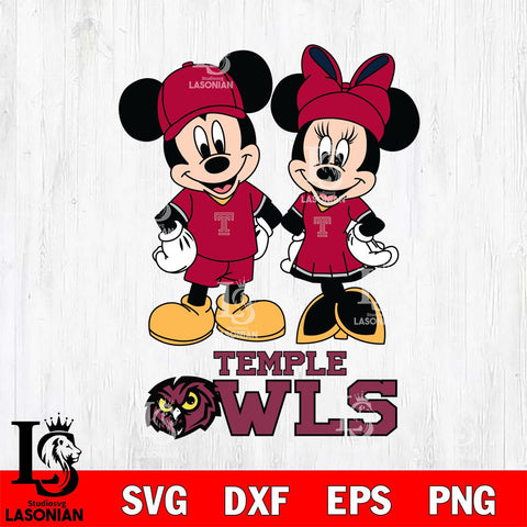 Temple Owls Mickey Minnie Rugby Svg Eps Dxf Png File, NCAA svg , File Cut , Digital Download , Instant Download, Cut Svg Files