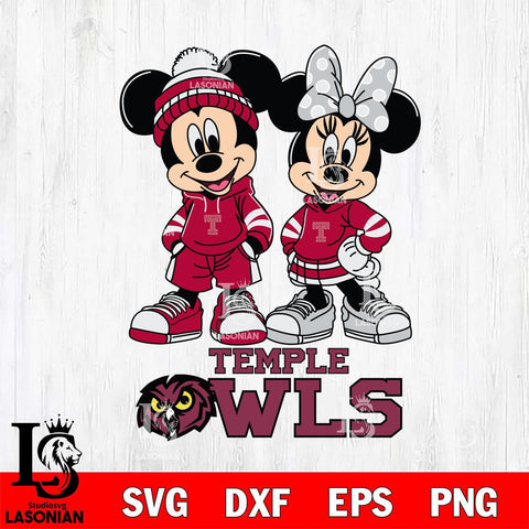 Temple Owls Mickey Minnie Rugby Hoodie Svg Eps Dxf Png File, NCAA svg , File Cut , Digital Download , Instant Download, Cut Svg Files