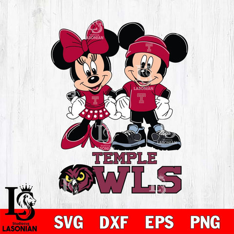 Temple Owls Mickey Minnie Rugby ball Svg Eps Dxf Png File, NCAA svg , File Cut , Digital Download , Instant Download, Cut Svg Files