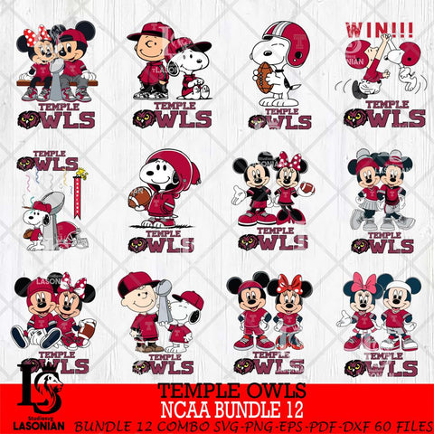 Temple Owls NCAA Bundle 12 Svg Eps Dxf Png File,Bundle NCAA svg , Digital Download , Instant Download, Cricut File