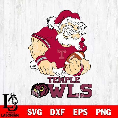 Temple Owls Santa Claus Angry Svg dxf eps png pdf file,NCAA svg,Digital Download,Cricut file