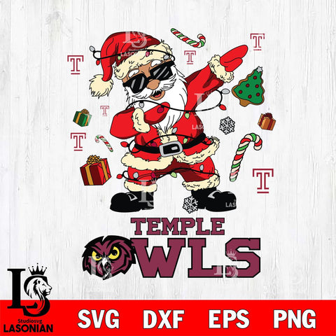 Temple Owls Santa Claus Football Svg dxf eps png pdf file,NCAA svg,Digital Download,Cricut file