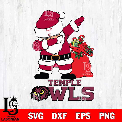 Temple Owls Santa Dabbing Christmas Svg dxf eps png pdf file,NCAA svg,Digital Download,Cricut file