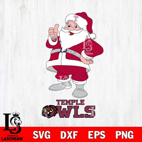 Temple Owls Santa claus Svg dxf eps png pdf file,NCAA svg,Digital Download,Cricut file