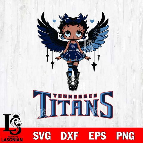 Tennessee Titans Anglel Black Fan Girl Betty Boop Svg Eps Dxf Png File, Digital Download, Instant Download