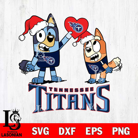 Tennessee Titans Love Bluey Christmas Svg Eps Dxf Png File, Digital Download