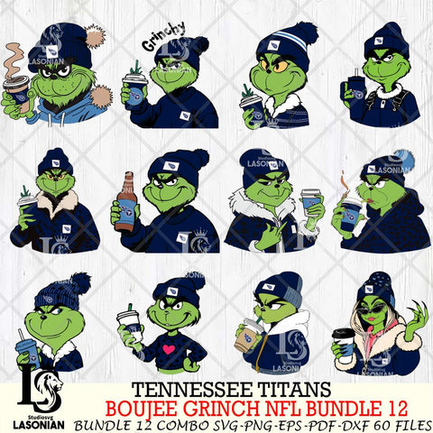 Tennessee Titans  Boujee Grinch NFL Bundle 12 SVG Eps Dxf Png File, Digital Download, Instant Download