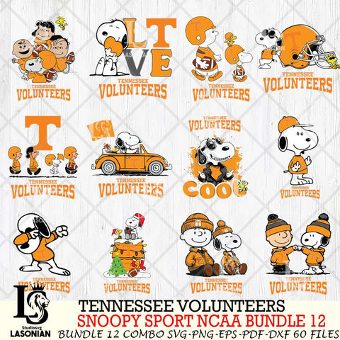 Tennessee Volunteers  Snoopy NCAA Bundle 12 SVG Svg Eps Dxf Png File, Digital Download