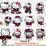 Texas A&M Aggies Hello Ktiiy Bundle 12 SVG Eps Dxf Png File, NCAA bundle svg, Digital Download, Instant Download