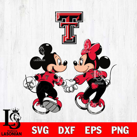 Texas Tech Red Raiders Fan Minnie And Mickey Love Svg Eps Dxf Png File, Digital Download, Instant Download