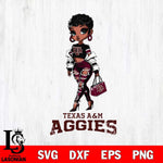 Texas A&M Aggies Beautiful Black Fan Girl, Svg Eps Dxf Png File, Digital Download