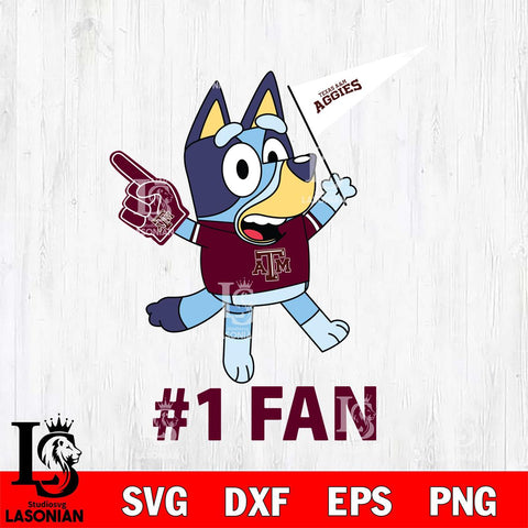 Texas A&M Aggies Bluey #1 Fan Svg Eps Dxf Png File,NCAA Svg Files,Bluey svg ,Digital Download ,Instant Download, Cricut File