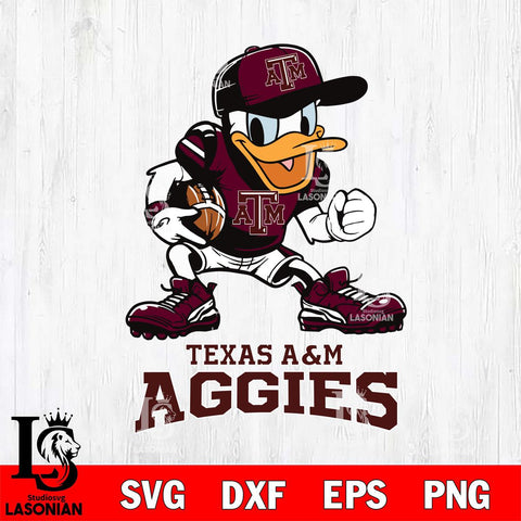 Texas A&M Aggies Donal Duck Disney, Svg Eps Dxf Png File, Digital Download