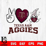 Texas A&M Aggies Gnomes Peace & Love Svg Eps Dxf Png File, Digital Download, Instant Download