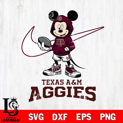 Texas A&M Aggies Mikey Mouse Disney NIKE, Svg Eps Dxf Png File, Digital Download