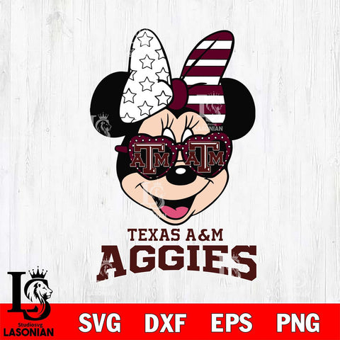 Texas A&M Aggies Minnie Mouse Love 2, Svg Eps Dxf Png File, Digital Download