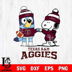 Texas A&M Aggies Snoopy & Bluey Football Svg Eps Dxf Png File,NCAA Svg Files,Chill Guy svg ,Digital Download ,Instant Download, Cricut File