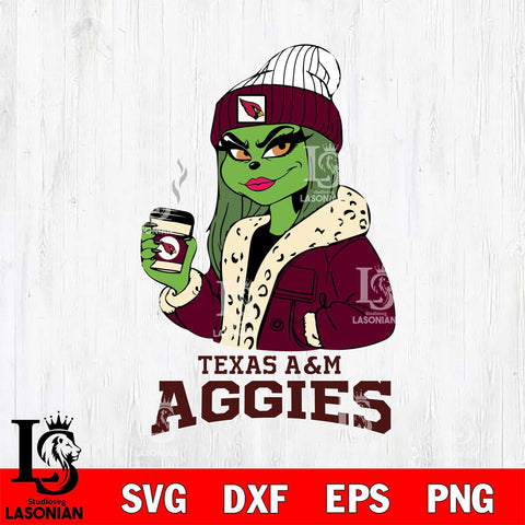 Texas A M Aggies Girls Grinch Bougie Svg Eps Dxf Png File, Digital Download, Instant Download