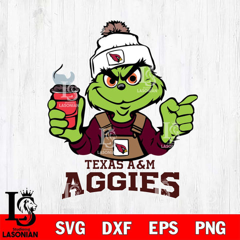 Texas A M Aggies Grinch with coffee Svg Eps Dxf Png File, Digital Download, Instant Download