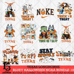 Texas Longhorns Bluey Halloween NCAA 12 SVG Eps Dxf Png File, Bundle NCAA svg, Digital Download, Instant Download