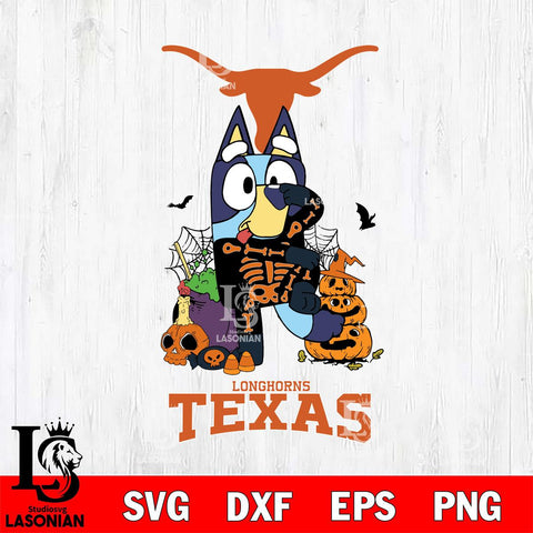 Texas Longhorns Bluey Halloween NCAA 2 Svg Eps Dxf Png File, Digital Download, Instant Download