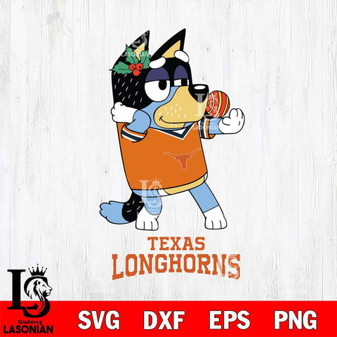 Texas Longhorns Christmas Bluey Bandit Heeler Cut Files,Bluey Cricut,Christmas Svg , Bluey svg , Digital Download, dxf eps png pdf file