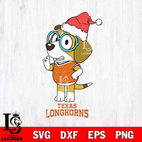 Texas Longhorns Christmas Bluey Honey Sport Cut Files,Bluey Cricut,Christmas Svg , Bluey svg , Digital Download, dxf eps png pdf file