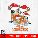 Texas Longhorns Christmas Bluey Santa Family Cut Files,Bluey Cricut,Christmas Svg , Bluey svg , Digital Download, dxf eps png pdf file