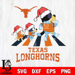 Texas Longhorns Christmas Family Bluey Walking Cut Files,Bluey Cricut,Christmas Svg , Bluey svg , Digital Download, dxf eps png pdf file