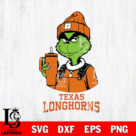 Texas Longhorns Grinch Football Christmas Cut Files Cricut, Svg Dxf Eps Png file, Digital download , Silhouette